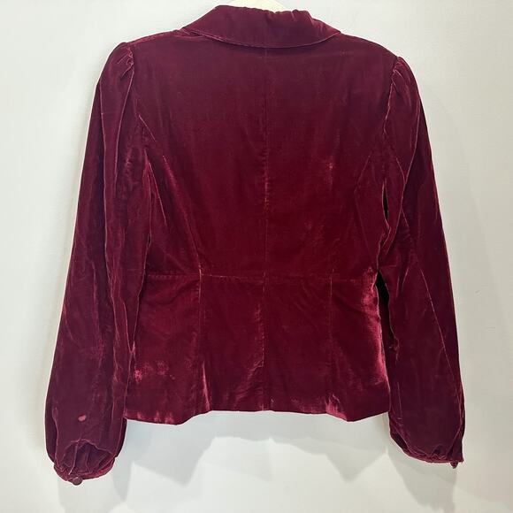 Apt.9 Women's Red Wine Velvet Button Long Sleeve Tailored Blazer Jacket Sz 6 - Picture 4 of 7